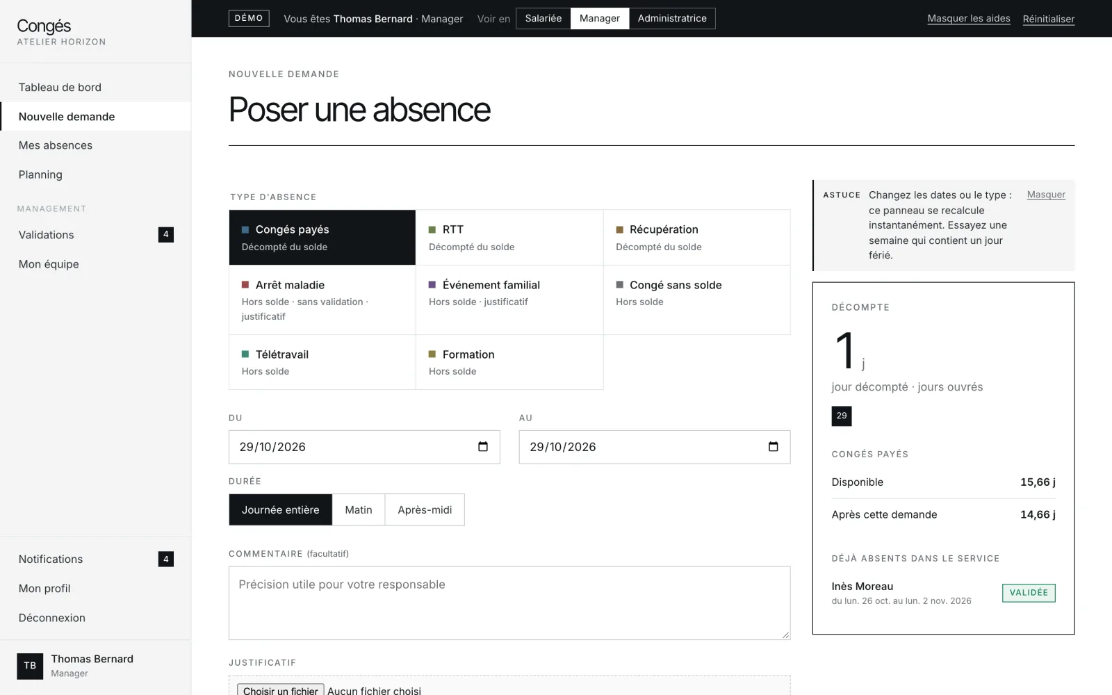 Congés : Le salarié pose sa demande